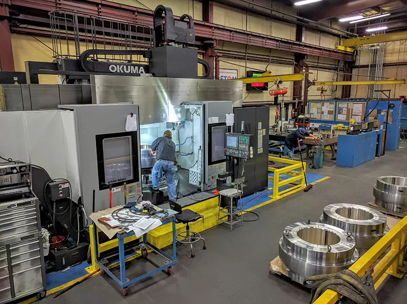 Shot of machinery and bearings inside Pioneer plant, North Carolina