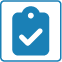 quality assurance notepad check blue icon